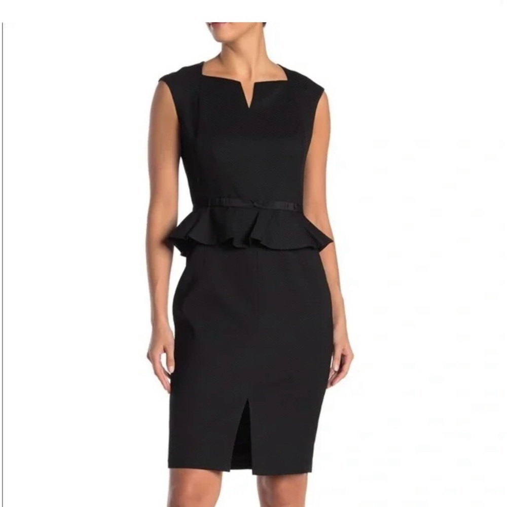 Ted Baker London Nadaed Bow Peplum Black Sleeveless Midi Dress